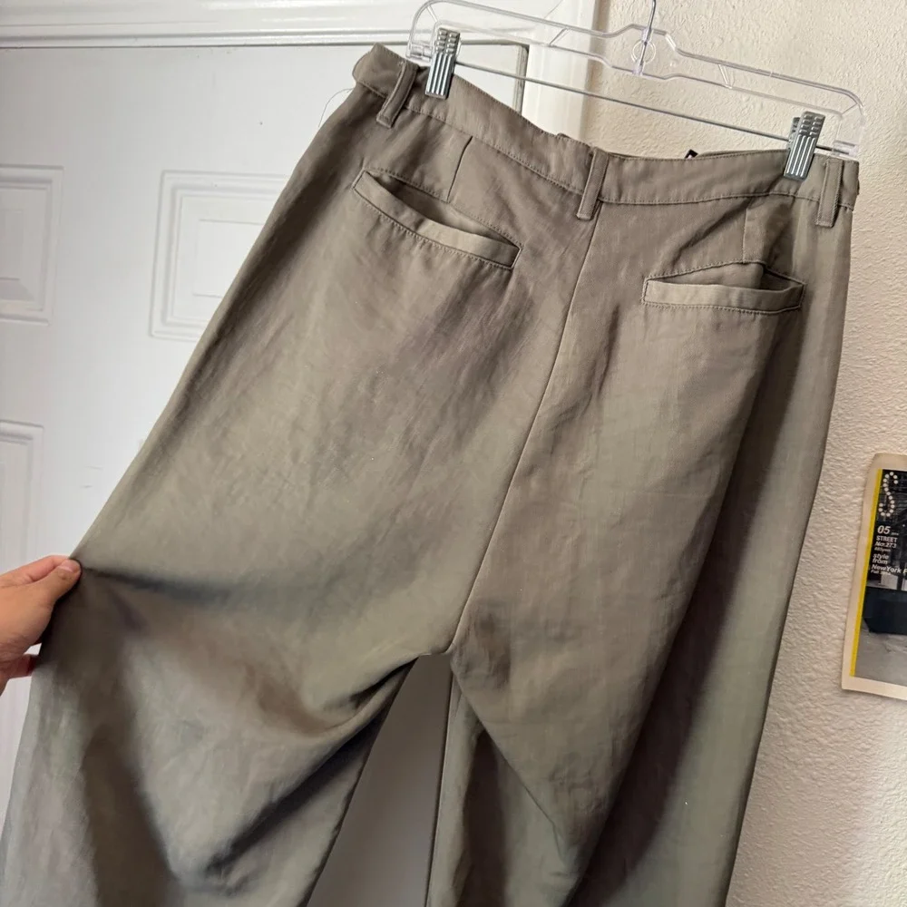 HONOR THE GIFT tan beige khaki nylon wide‎ straight leg trousers pants